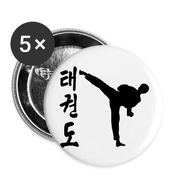 taekwondo high kick coup de pied combat - Lot de 5 petits badges (25 mm) - blanc - Devant