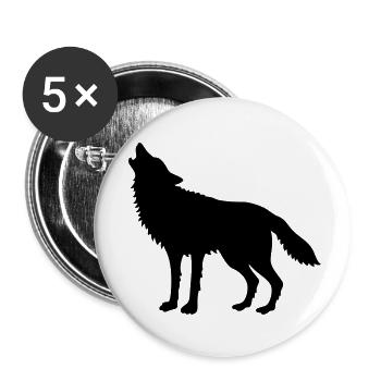 Loup Hurlant (Silhouette) - Lot de 5 petits badges (25 mm) - blanc - Devant