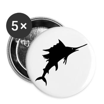 Big Game Fishing Schwertfisch, Hochsee-Sportfische - Buttons klein 25 mm (5er Pack) - Weiß - Vorne