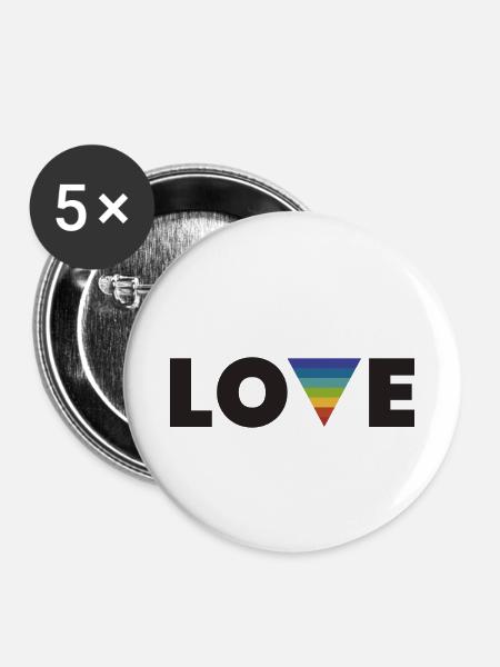 Regenbogen Liebe - Buttons klein 25 mm (5er Pack) - Weiß