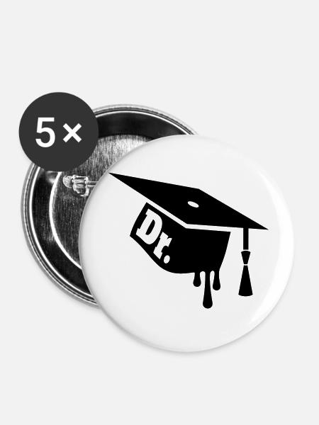 Doktorhut - Buttons klein 25 mm (5er Pack) - Weiß