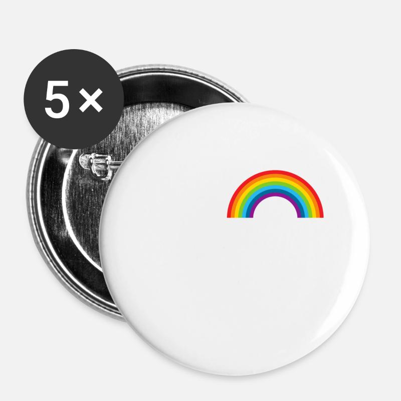 Rainbow Rainbow Gold Pot Simple - Buttons small 1''/25 mm (5-pack) - white