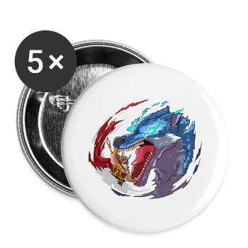 Viking Fenrir God Wolves Nordic Mythology Battle - Buttons small 1''/25 mm (5-pack) - white - Front