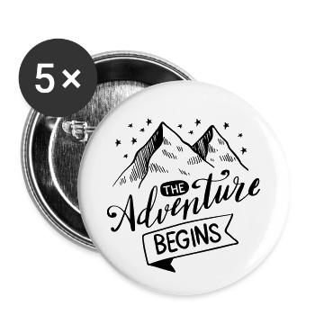 L'aventure commence en disant, cite, aventure - Lot de 5 petits badges (25 mm) - blanc - Devant