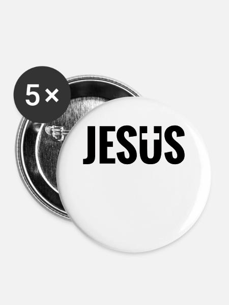 Christus Bibelvers - Buttons klein 25 mm (5er Pack) - Weiß