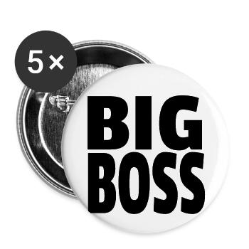 BIG BOSS PATRON DRÔLE cadeau - Lot de 5 petits badges (25 mm) - blanc - Devant
