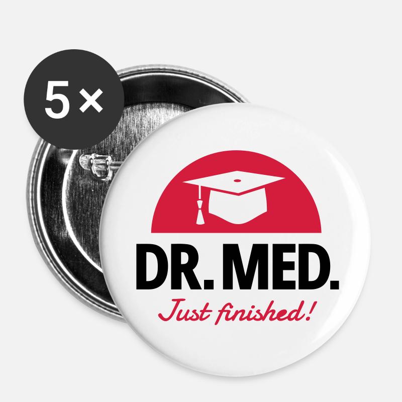 Médecin - Lot de 5 petits badges (25 mm) - blanc