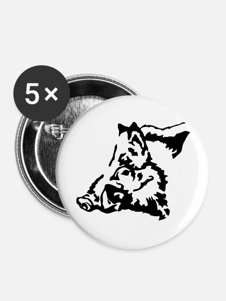 wildschwein - Buttons klein 25 mm (5er Pack) - Weiß