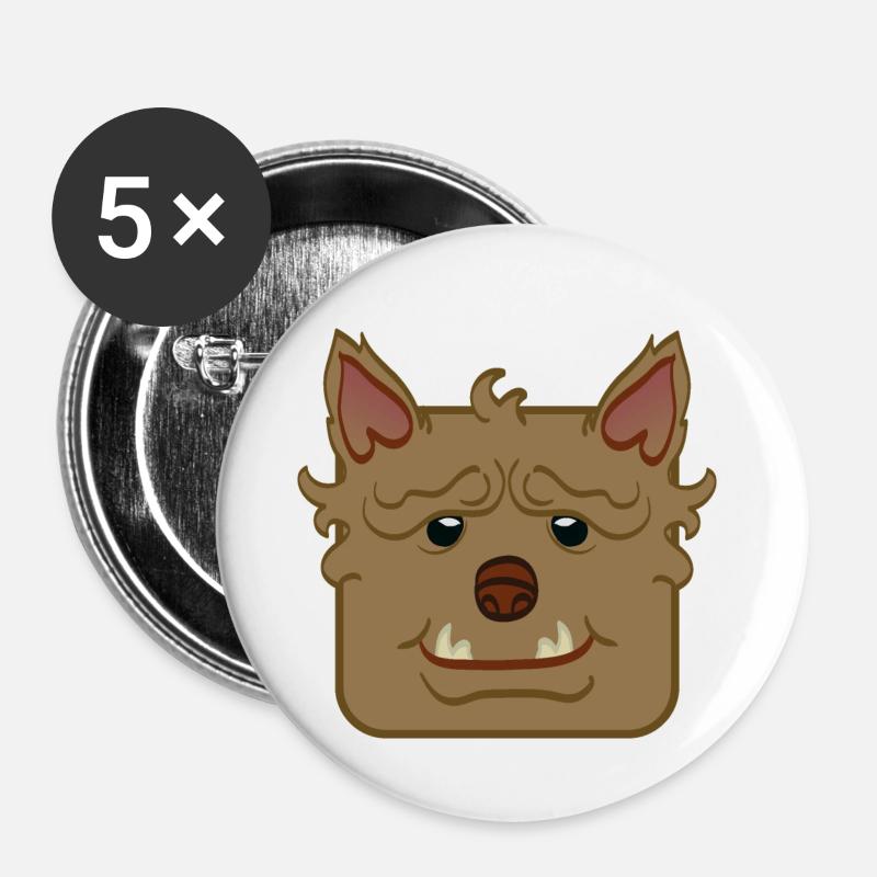 Wolf - Buttons klein 25 mm (5er Pack) - Weiß