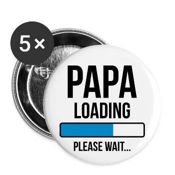 Papa Loading Please wait... - Lot de 5 petits badges (25 mm) - blanc - Devant