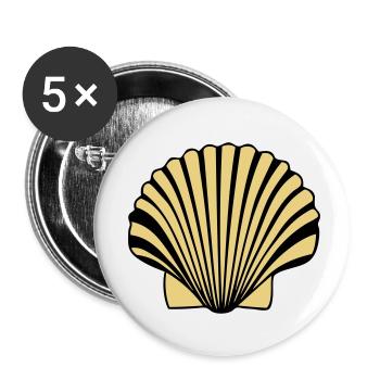 coquille saint jaques coquillage de Compostelle - Lot de 5 petits badges (25 mm) - blanc - Devant