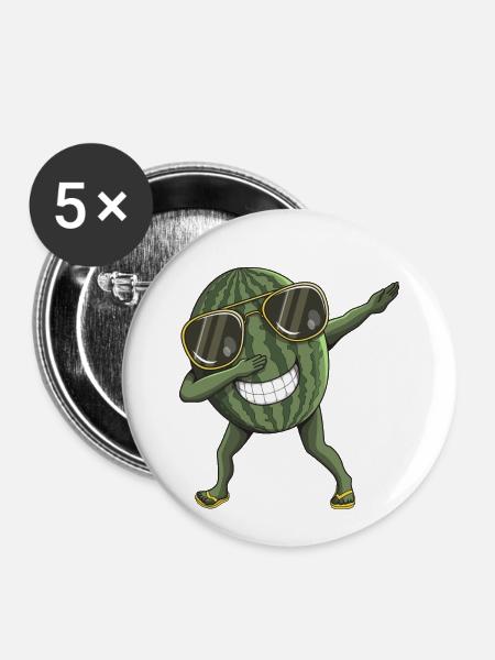 Wassermelone dabbing - Buttons klein 25 mm (5er Pack) - Weiß