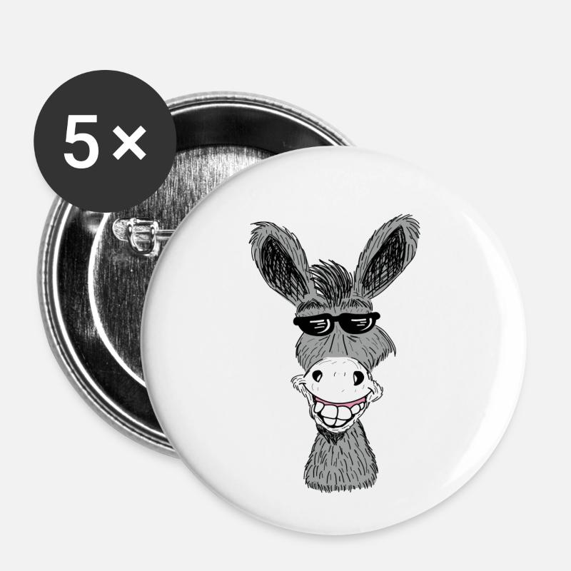 Âne drôle avec des chevaux idée cadeau lunettes de soleil - Lot de 5 petits badges (25 mm) - blanc