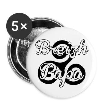 Breizh papa - Lot de 5 petits badges (25 mm) - blanc - Devant