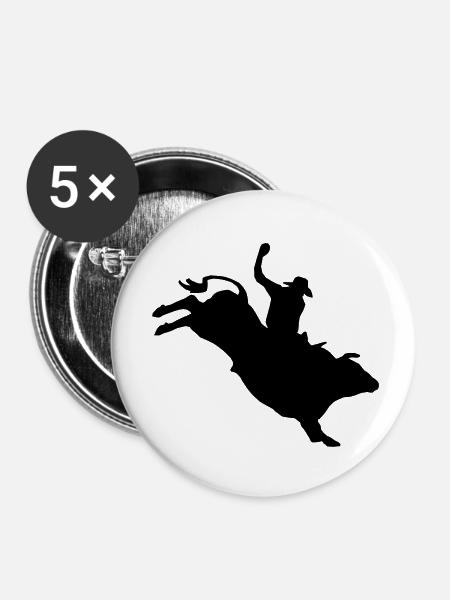 Bullriding - Buttons klein 25 mm (5er Pack) - Weiß