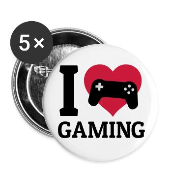 I love gaming - Buttons small 1''/25 mm (5-pack) - white - Front