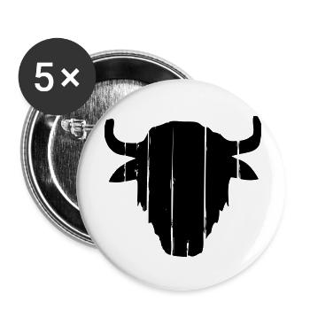Vintage Buffalo Skull - Lot de 5 petits badges (25 mm) - blanc - Devant