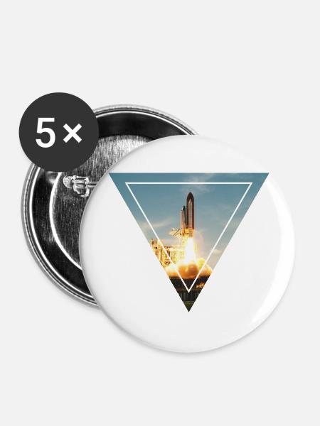 Space Shuttle - Buttons klein 25 mm (5er Pack) - Weiß