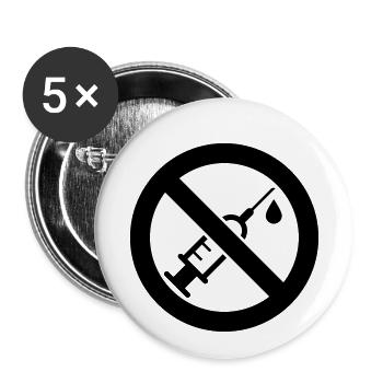 Anti Drogen Symbol - Buttons klein 25 mm (5er Pack) - Weiß - Vorne