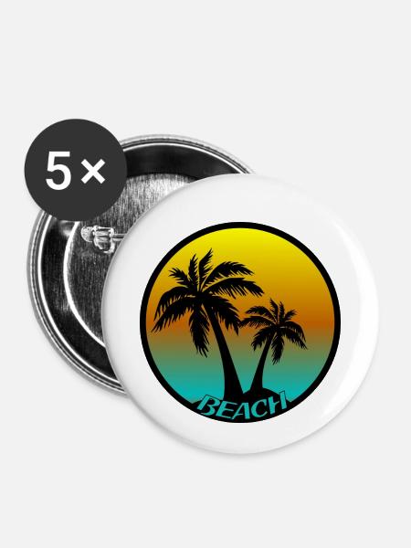 Beach Beach Beach - Buttons klein 25 mm (5er Pack) - Weiß