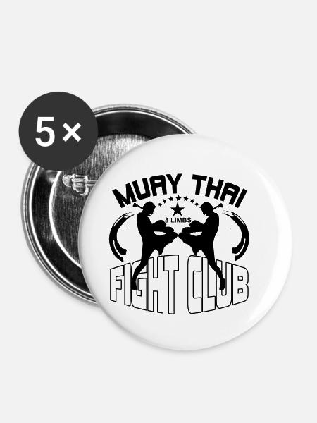 Muay Thai Geschenk - Buttons klein 25 mm (5er Pack) - Weiß