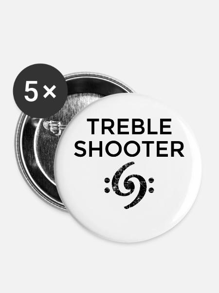 Treble Shooter Bass Design (Black) - Buttons klein 25 mm (5er Pack) - Weiß