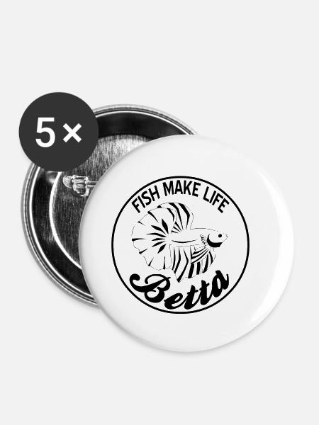 Kampffisch Fisch Aquaristik - Buttons klein 25 mm (5er Pack) - Weiß