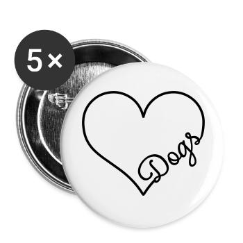 I love Dogs - Buttons small 1''/25 mm (5-pack) - white - Front