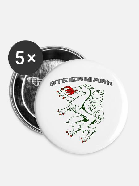 Steiermark - Buttons klein 25 mm (5er Pack) - Weiß
