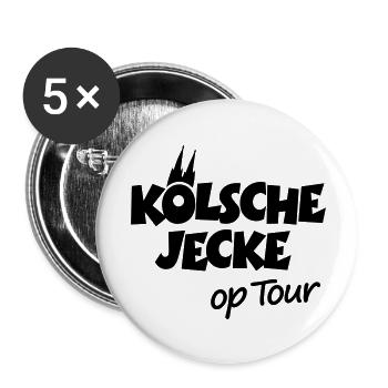 Kölsche Jecke op Tour Köln mit Kölner Dom - Buttons klein 25 mm (5er Pack) - Weiß - Vorne