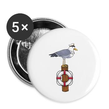 Möwe ⚓️ Norden ⚓️ - Buttons klein 25 mm (5er Pack) - Weiß - Vorne