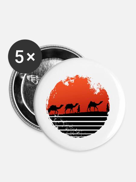 Kamele in der Wüste - Buttons klein 25 mm (5er Pack) - Weiß