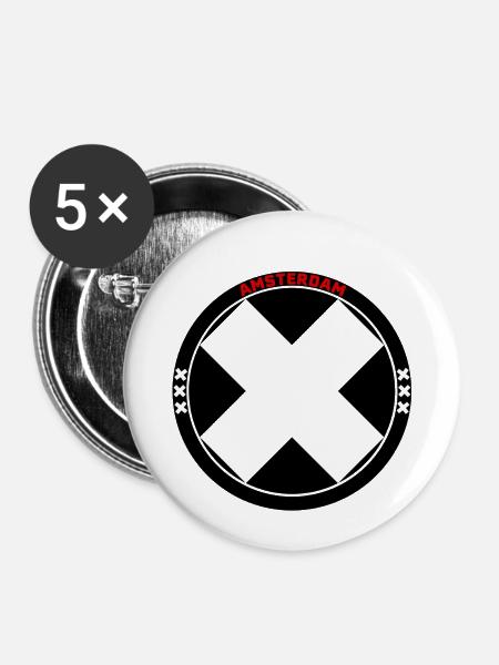 Amsterdam XXX - Buttons klein 25 mm (5er Pack) - Weiß