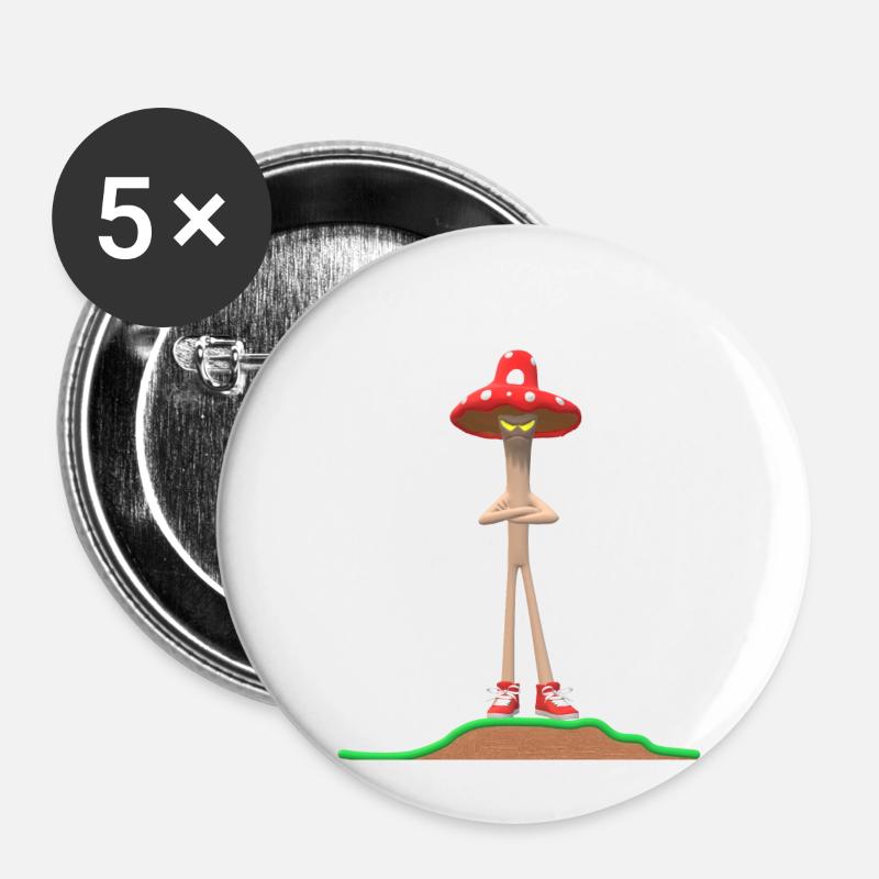 Der böse Pilz - Buttons klein 25 mm (5er Pack) - Weiß