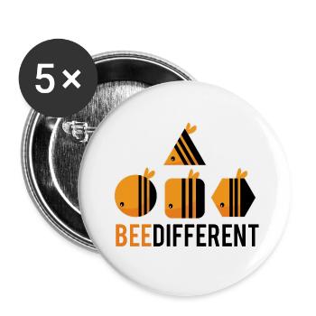 Bee Different - Buttons klein 25 mm (5er Pack) - Weiß - Vorne