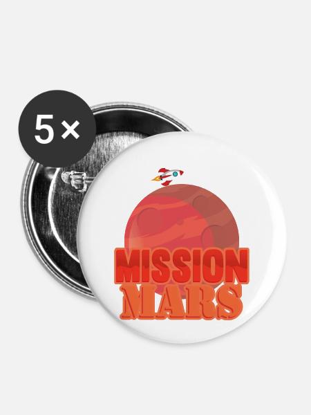 Mars Mission - Buttons klein 25 mm (5er Pack) - Weiß