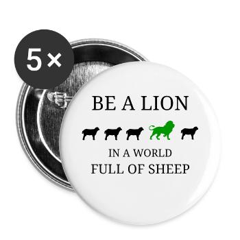 Be a lion in a world full of sheep - Buttons small 1''/25 mm (5-pack) - white - Front