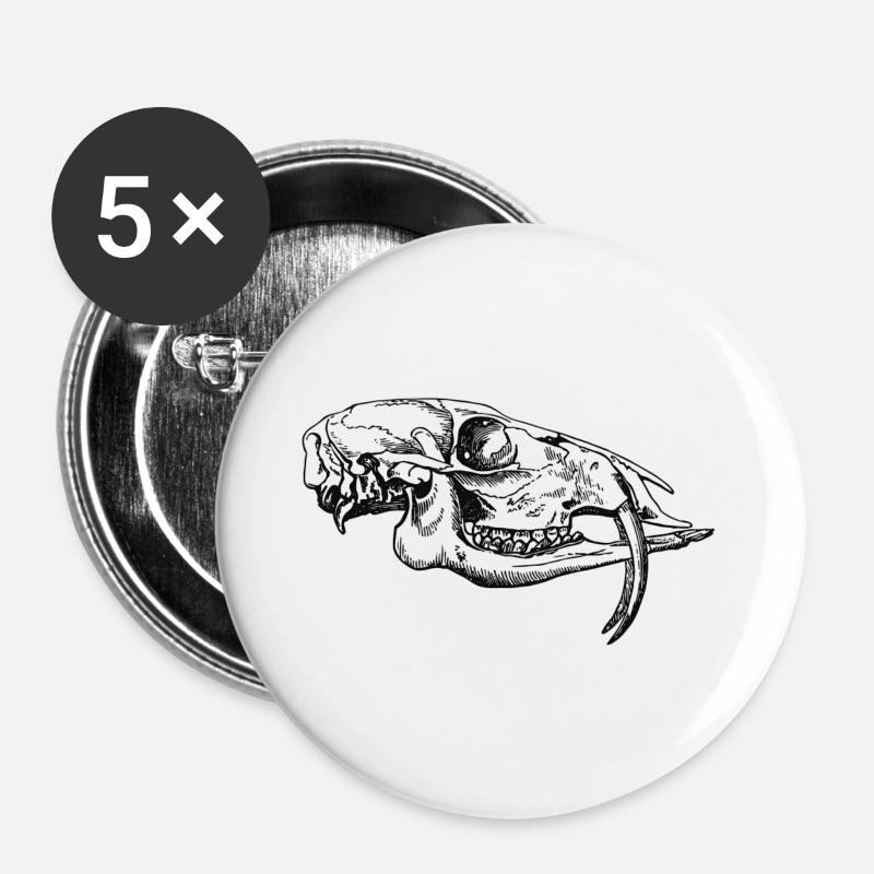 Schaedel Saebelzahnhirsch - Buttons small 1''/25 mm (5-pack) - white