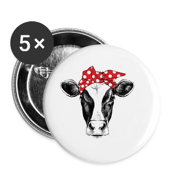 cow bandana - Buttons small 1''/25 mm (5-pack) - white - Front