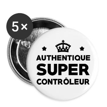Contrôleur / Controleur / Bus / Transport - Lot de 5 petits badges (25 mm) - blanc - Devant