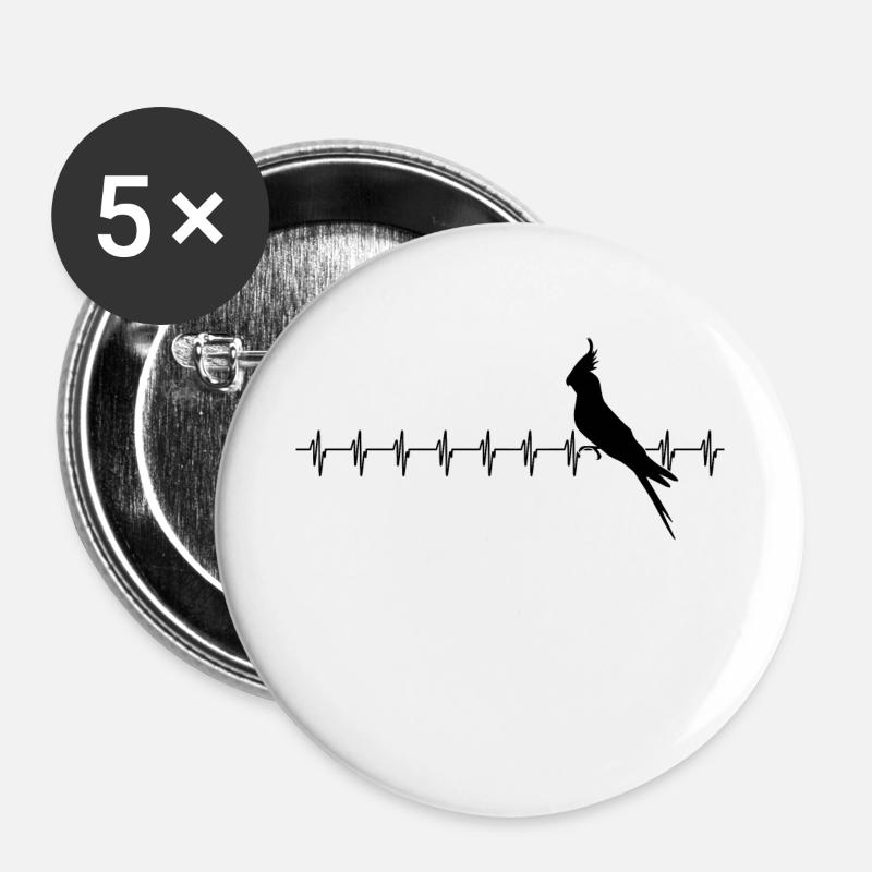 calopsitte - Lot de 5 petits badges (25 mm) - blanc