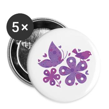 blumen muster - Buttons klein 25 mm (5er Pack) - Weiß - Vorne