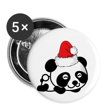 Panda Christmas sweet panda bear avènement - Lot de 5 petits badges (25 mm) - blanc - Devant