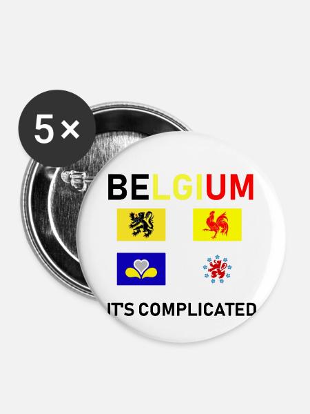 Belgien ist kompliziert - Buttons klein 25 mm (5er Pack) - Weiß