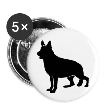 Silhouette allemande de Schaeferhund - Lot de 5 petits badges (25 mm) - blanc - Devant
