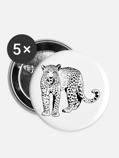 Leopard - Buttons klein 25 mm (5er Pack) - Weiß