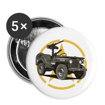 Offroad-Militärfahrzeug - Buttons klein 25 mm (5er Pack) - Weiß - Vorne
