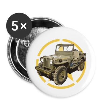 Offroad-Militärfahrzeug - Buttons klein 25 mm (5er Pack) - Weiß - Vorne