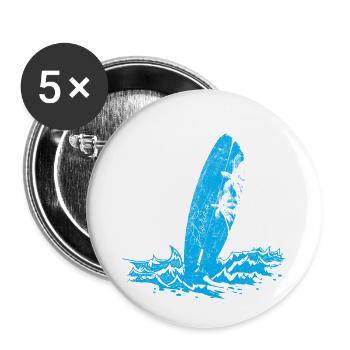 Surfbrett am Strand - Buttons klein 25 mm (5er Pack) - Weiß - Vorne