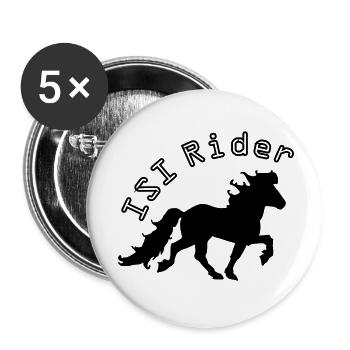 Cheval islandais cool, cavalier ISI - Lot de 5 petits badges (25 mm) - blanc - Devant